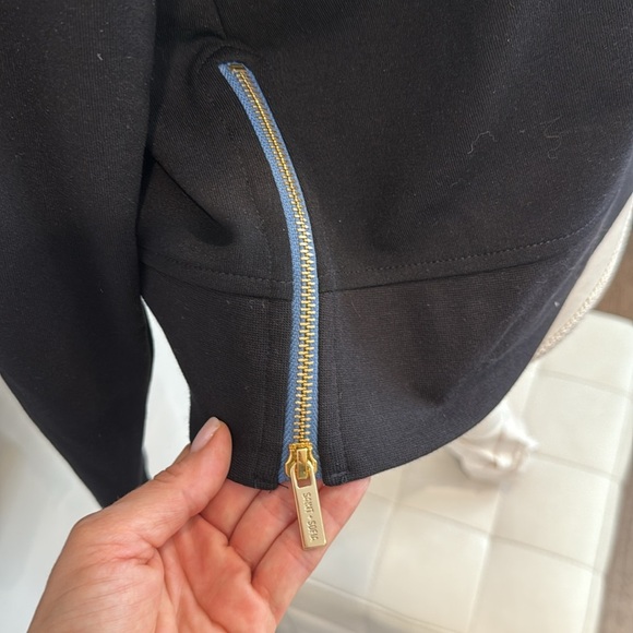 Saint + Sofia Morgan Zip Stripe black velvet blue Stripe Sweatshirt Sz 10 NWT - Picture 5 of 5